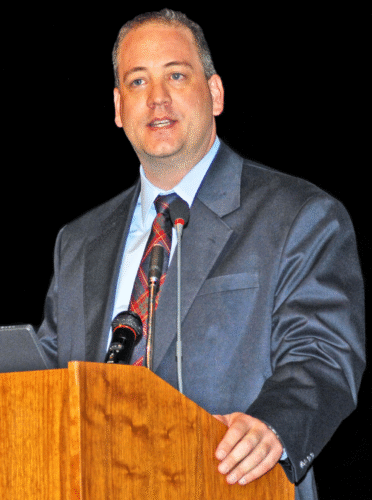 shawn speaking at a conference